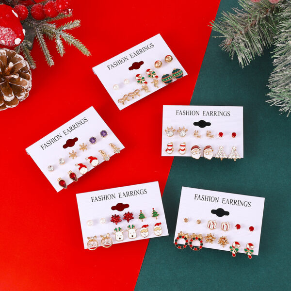O1CN013JUZW21ZtvBTTgLBr_3833523253-0-cib Wholesale Christmas Santa Claus Drops Oil Snowflake Bells Christmas Tree Alloy Earrings