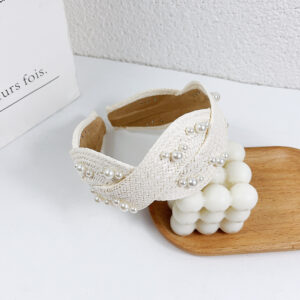 White straw mat beaded