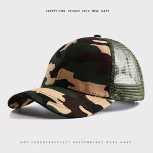 Solid color rear opening ponytail net cap camouflage / Adjustable