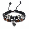 Wholesale Beaded Multi-layer Woven Leaves Men's Leather Bracelet