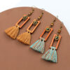 Wholesale Bohemian Square Tassel Long Wooden Earrings