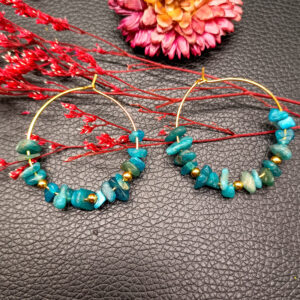 Blue Lin gray gold earrings + gold beads