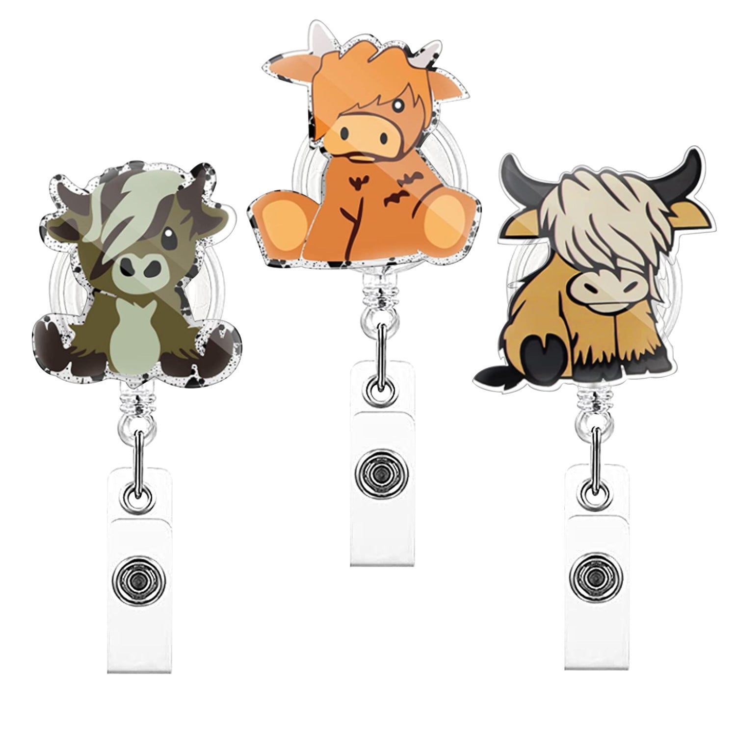 Wholesale Badge Reels Acrylic Bull Head Retractable Keychain