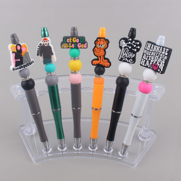 Wholesale DIY Beaded Pen Cartoon Animal Silicone Color Plastic Beaded Ballpoint Pen