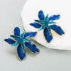 Wholesale Enamel Oil Drip Iris Alloy Earrings