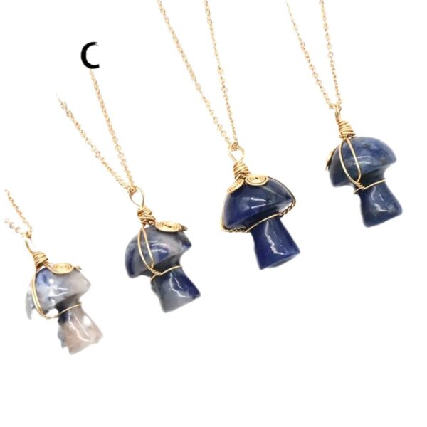 Wholesale Natural Crystal Stone Mushroom Necklace