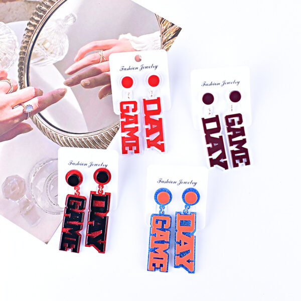 Wholesale Rugby English Letter Game Day Acrylic Earrings