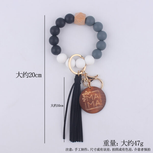 Wholesale MAMA Beaded Tassel Silicone Wrist Keychain