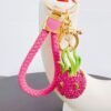 Wholesale Cute Rhinestone Strawberry Pineapple Fruit Alloy Keychain