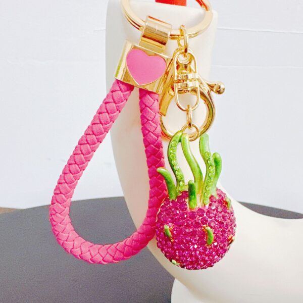 Wholesale Cute Rhinestone Strawberry Pineapple Fruit Alloy Keychain