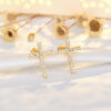 Wholesale Zircon Heart-shaped Simple Cross Copper Stud Earrings