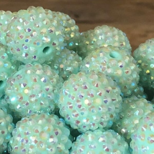 Wholesale 20MM Resin Mint Green AB Color Diamond Ball Beads