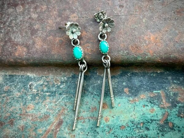 Wholesale Turquoise Tassel Alloy Earrings