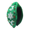 Wholesale Christmas Snowflake Rice Beads Rhinestone Wide Brim Fabric Headband