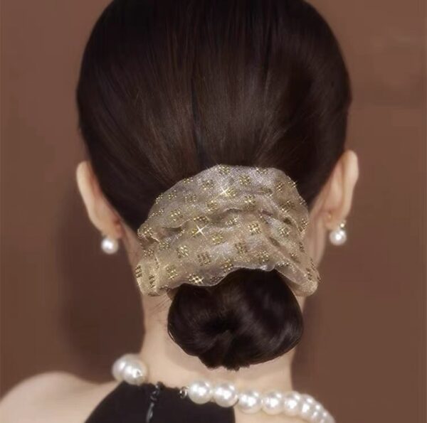 Wholesale Rhinestone Double Layer Mesh Hair Tie