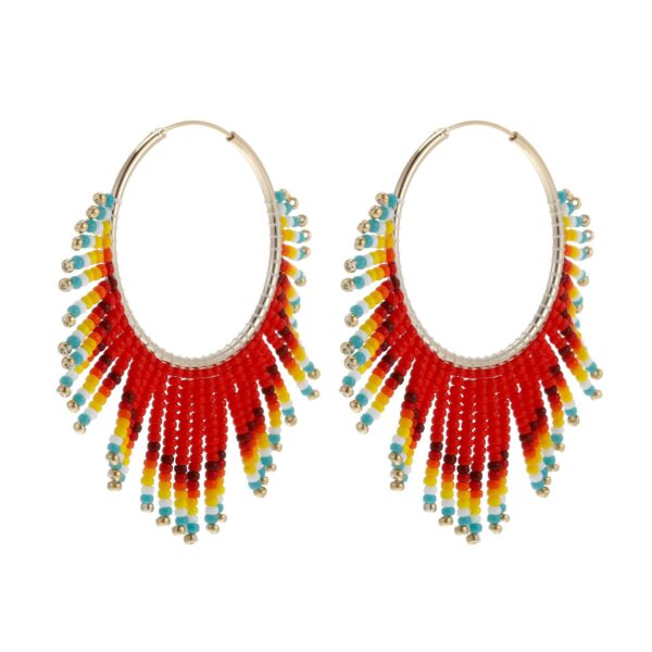 Wholesale Boho Tassel Gradient Bead Earrings OLY-ES-LC004
