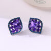 Wholesale S925 Silver Needle Inlaid Zirconia Diamond Purple Stud Earrings