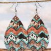 Wholesale Vintage Western Cow Pattern Droplet Leather Earrings