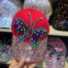 O1CN013XyeT71Ea8BxTd2JU_2211365990367-0-cib-1 Wholesale Colored Diamond Butterfly Denim Cotton Baseball Caps