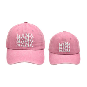 Pink-three-row MAMA + MINI parent-child baseball cap