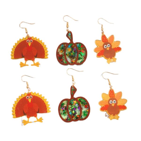 Wholesale Thanksgiving Retro Pumpkin Easter Opening Screen Turkey Maple Leaf Acrylic Earrings