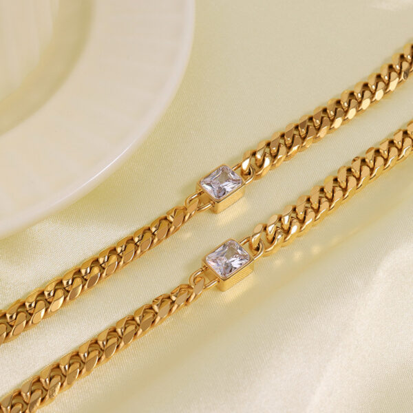 Wholesale Stainless Steel 18K Gold Plated Zircon Pendant Necklace