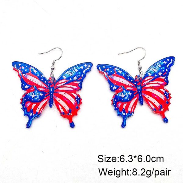 Wholesale Independence Day Acrylic Colorful 3D Butterfly Earrings