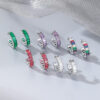 Wholesale Colored Zircon Stainless Steel Gold Plated C Shape Earrings