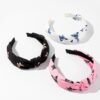 Wholesale Art Butterfly Knotted Wide Border Cute Printed Floral Headband