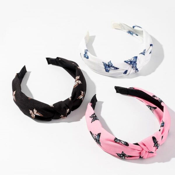 Wholesale Art Butterfly Knotted Wide Border Cute Printed Floral Headband
