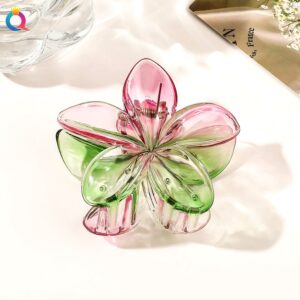 8cm plumeria-transparent pink green / Qiyue factory direct sales