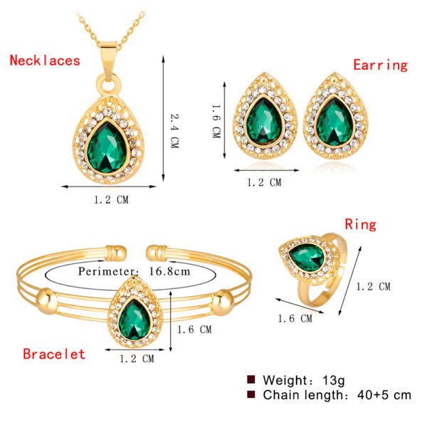 Wholesale Four Piece Set of Multi-color Droplet Alloy Jewelry