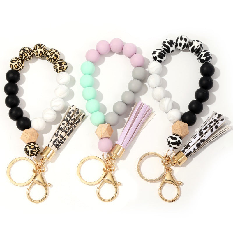 Wholesale Silicone Beads Tassels Bracelet Keychain