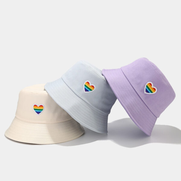 Wholesale LGBT Rainbow Heart Cotton Bucket Hat