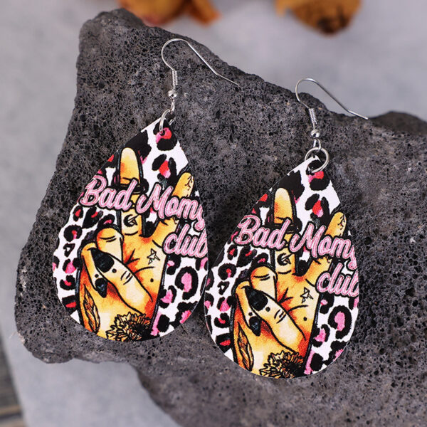 Wholesale Teardrop Pink Leopard Leather Earrings