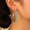 Wholesale Vintage Western Turquoise Big Circle Alloy Earrings