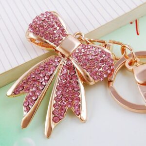 Wholesale Alloy Rhinestone Bow Keychain