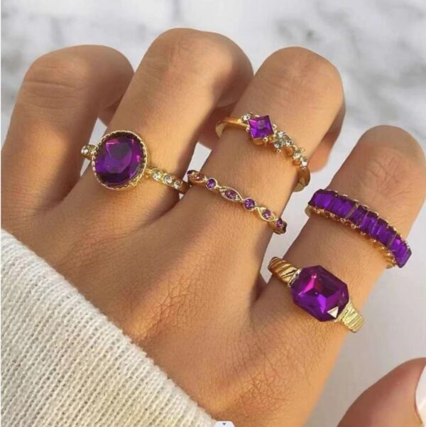 Wholesale Retro Niche High-end Style Ring Design Diamond Oval Ring Set