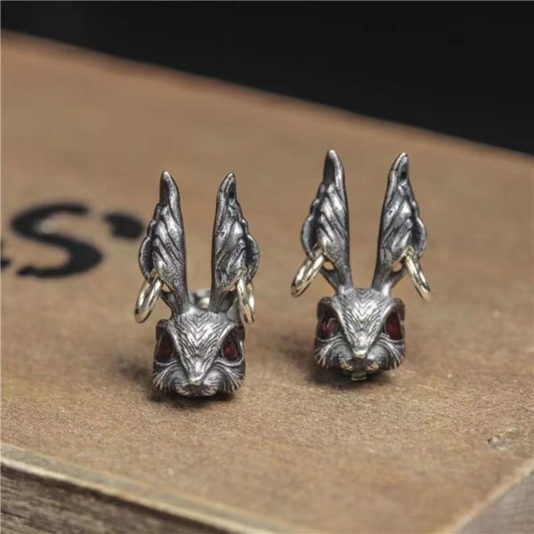 Wholesale Gothic Copper Red Eye Rabbit Earrings