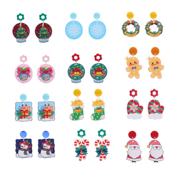 O1CN013qvLsG1G1trGu1rh2_2024060563-0-cib Wholesale Christmas Double-sided Glitter Acrylic Earrings