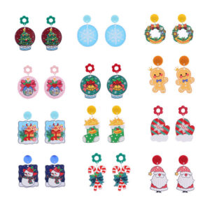 Wholesale Christmas Double-sided Glitter Acrylic Earrings