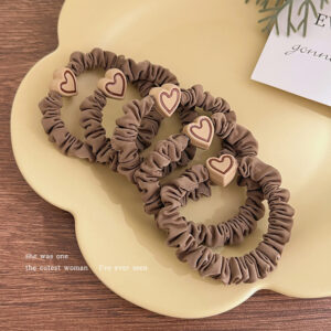 Shallow coffee love hair ring 5 pieces