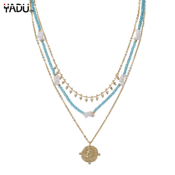 O1CN013sxzxL1v0tAWfltTB_2212884106111-0-cib Wholesale Titanium Steel Irregular Round -brand Pendant Three -layer Necklace