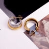 Wholesale Gold and Silver Double Earrings Contrasting Color Earrings 18K Stainless Steel Gold Plated Earrings
