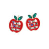 Wholesale Teacher's Day Color Diamond Apple Alloy Earrings