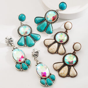 Wholesale Amazon Hot Selling Fashion Retro Bohemian Turquoise Earrings Fashion Trend Elegant All-match Socialite Earrings