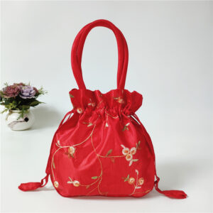 New red embroidered bag