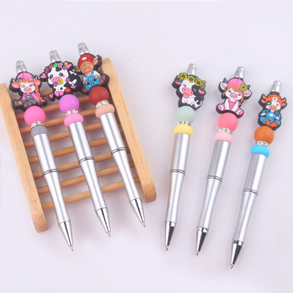 Wholesale Beaded Pens Cow Silicone Beads Plastic Multifunctional Ballpoint Pen