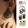 Wholesale Vintage Geometric Cutout Black Metal Earrings