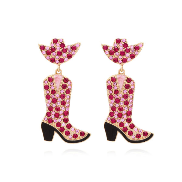 Wholesale Color Diamond Western Cowboy Hat Boots Alloy Earrings